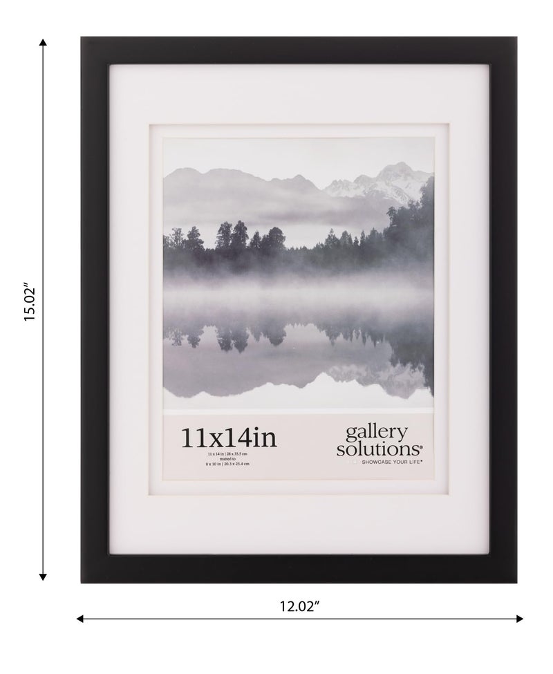 Gallery Solutions - 11"x14" - Black Frame - Double White Mat - Wall/Tabletop Display - Perfect Fit for 8"x10" Photos - Versatile Mounting Options - Rectangular Tabletop - Poster Frame - Image 3
